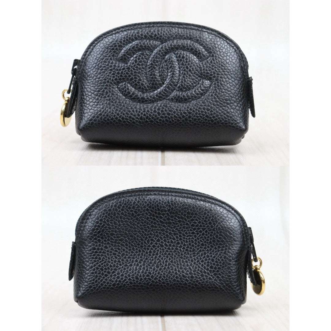 Very Good ( Rank A) ｜CHANEL Caviar Skin Mini Coin Case Purse Black Made in 1994-1996 Year｜25020617