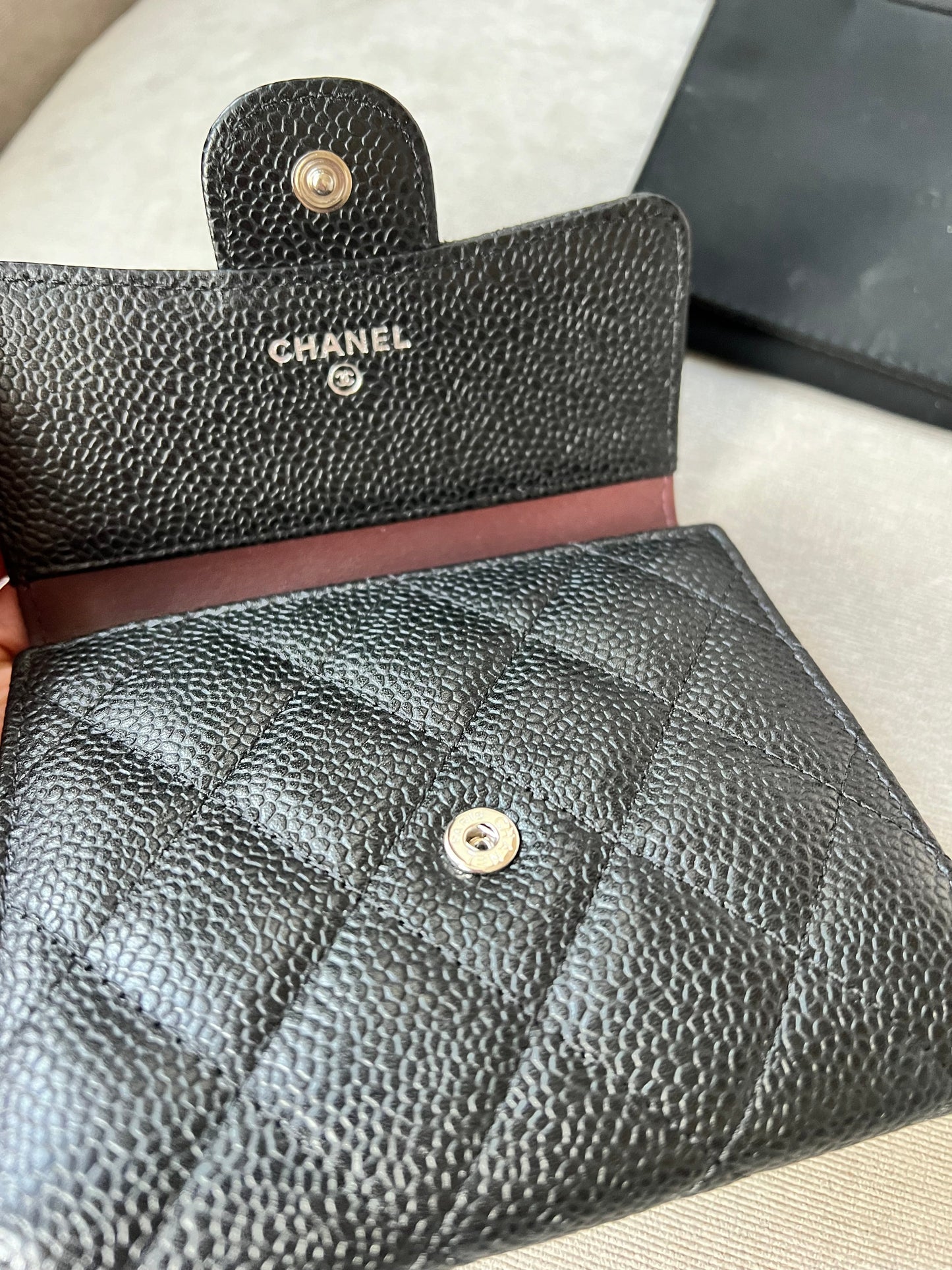 Chanel Black Caviar Classic Small Flap Wallet with Silver Hardware