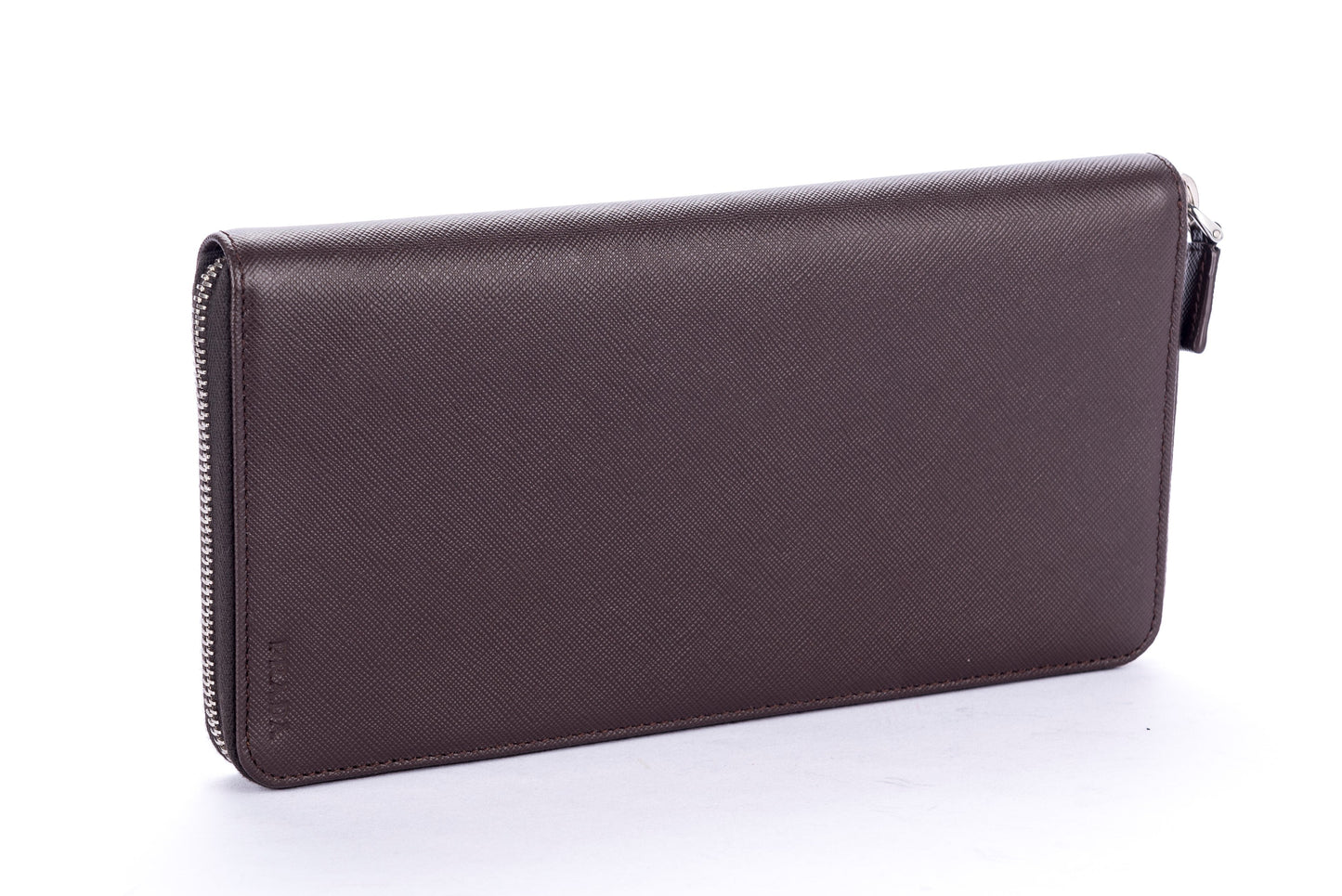 Prada Dark Brown Saffiano Zippy Wallet 2M1220 with Cards & Box