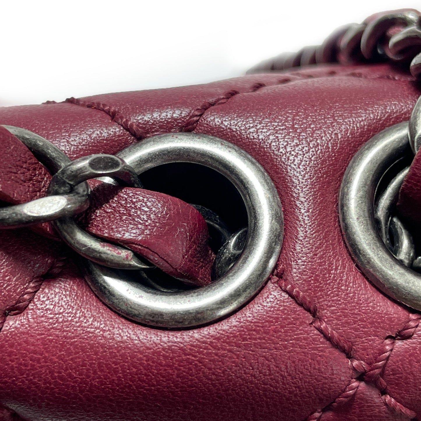 Red Chanel CC Quilted Lambskin Single Flap Shoulder Bag