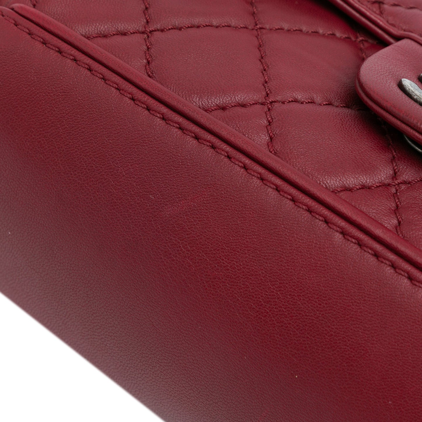Red Chanel CC Quilted Lambskin Single Flap Shoulder Bag