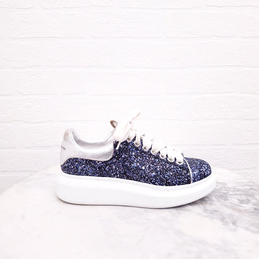 ALEXANDER MCQUEEN BLUE SPARKLE SNEAKERS - SIZE 36.5