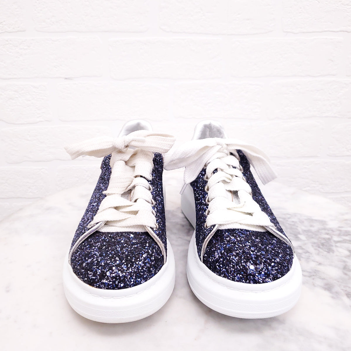 ALEXANDER MCQUEEN BLUE SPARKLE SNEAKERS - SIZE 36.5