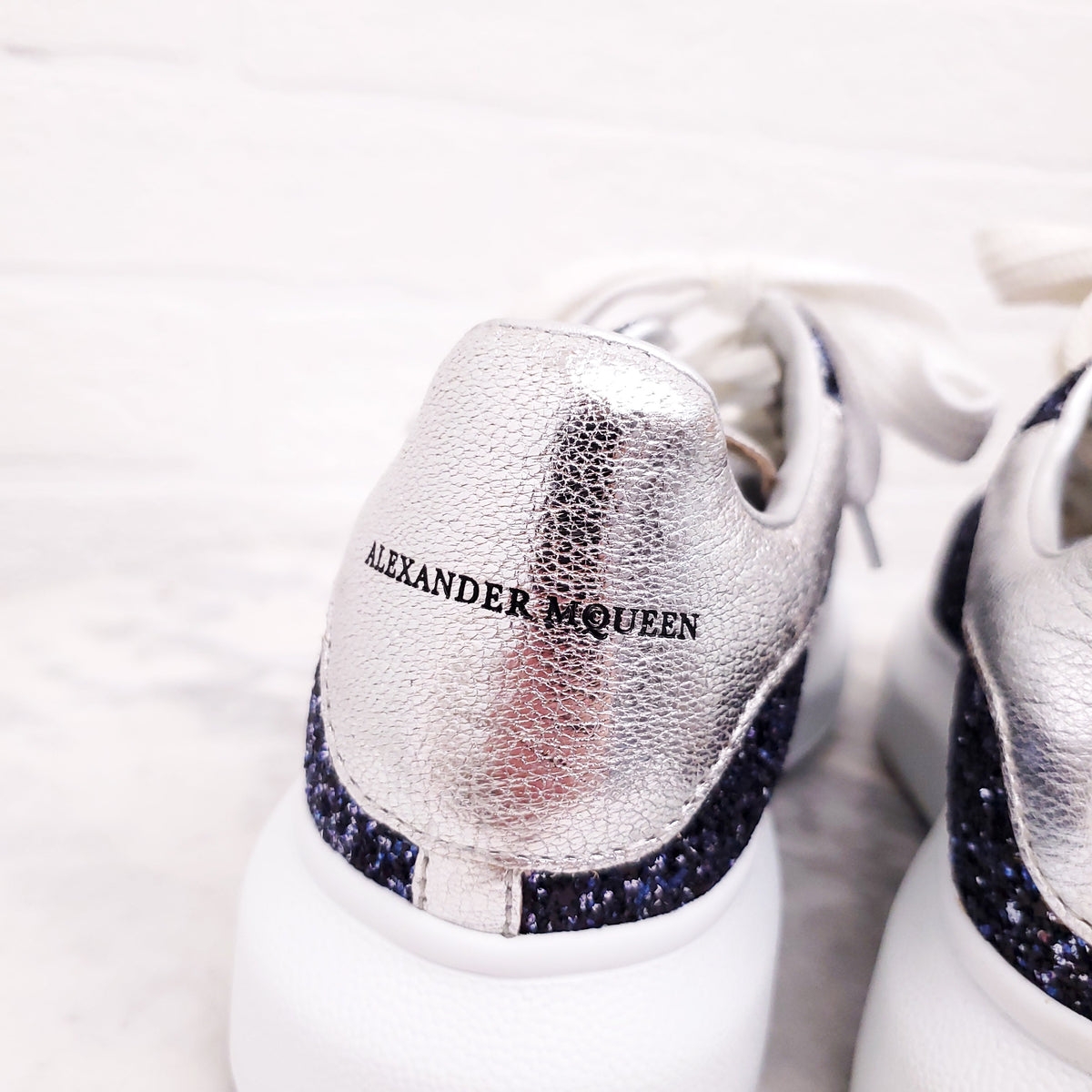 ALEXANDER MCQUEEN BLUE SPARKLE SNEAKERS - SIZE 36.5