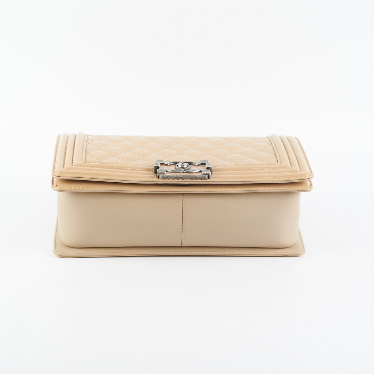 Chanel Old Medium Boy Patent Leather Beige