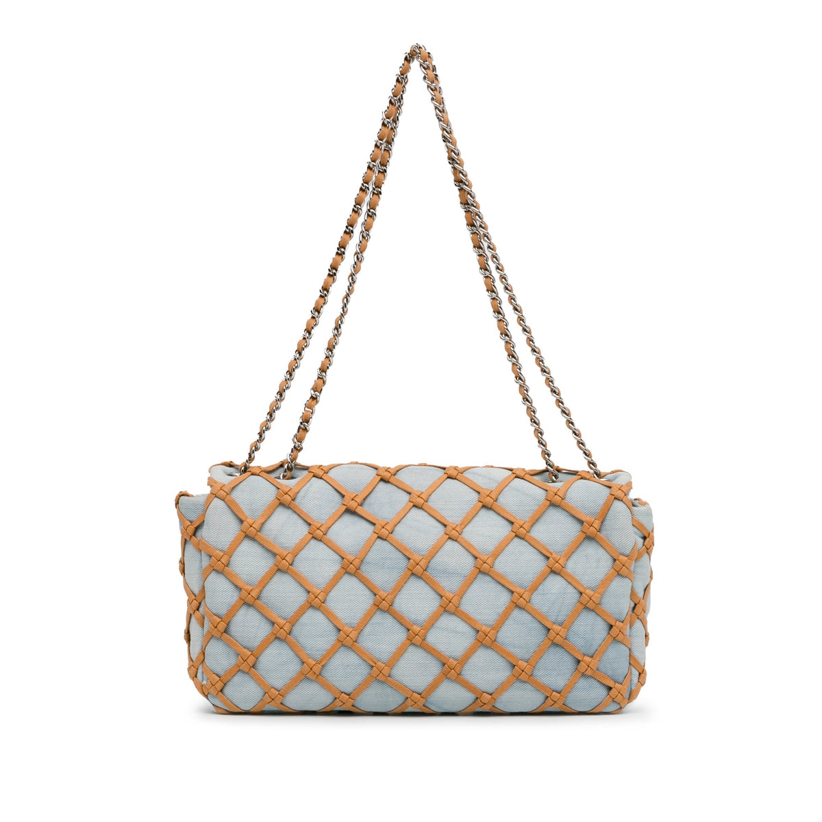 CHANEL Small Denim Canebiers Net Flap Blue