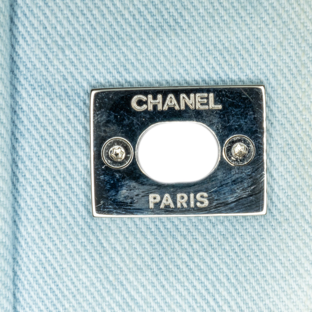 CHANEL Small Denim Canebiers Net Flap Blue