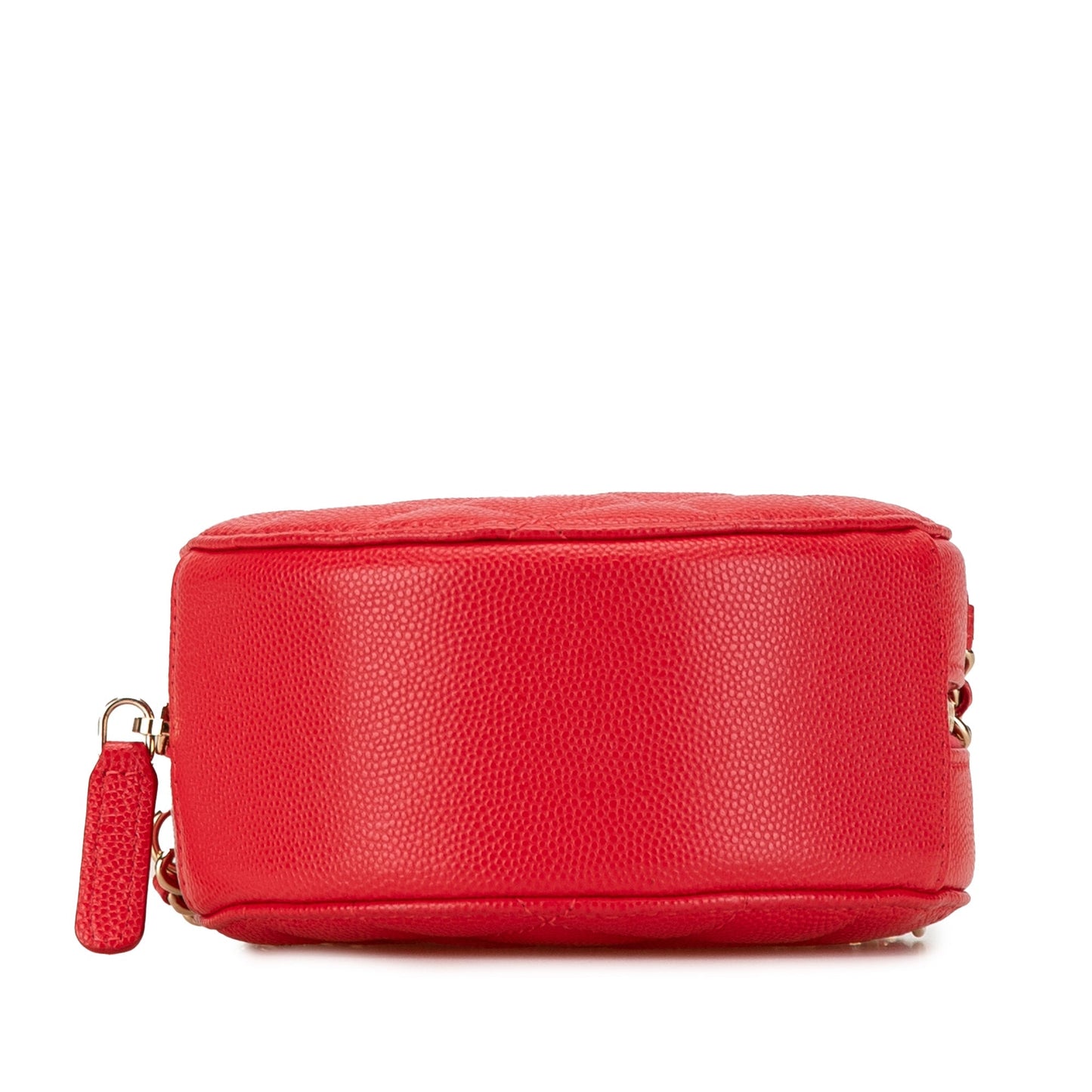 Red Chanel Quilted Caviar Round Clutch With Chain Crossbody Bag