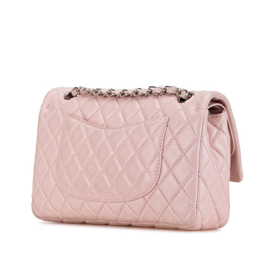 Pink Chanel Medium Classic Lambskin Double Flap Shoulder Bag