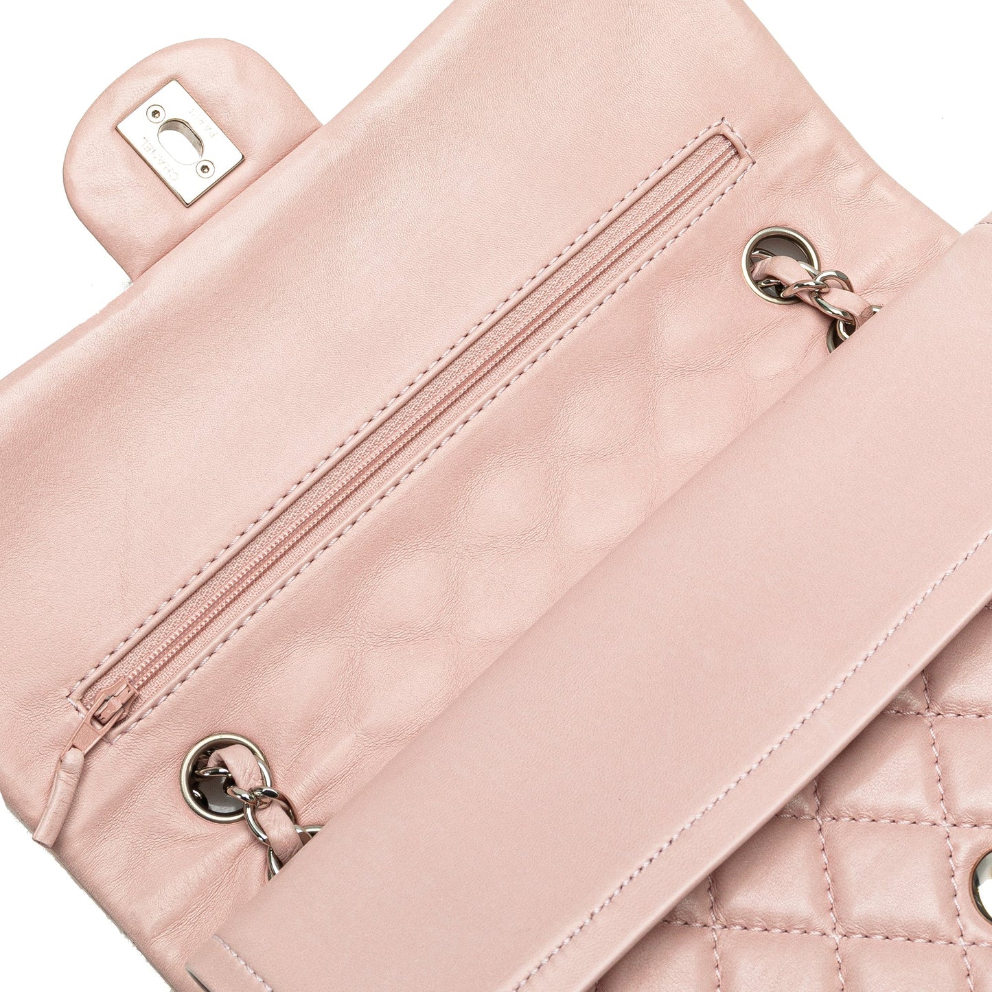 Pink Chanel Medium Classic Lambskin Double Flap Shoulder Bag