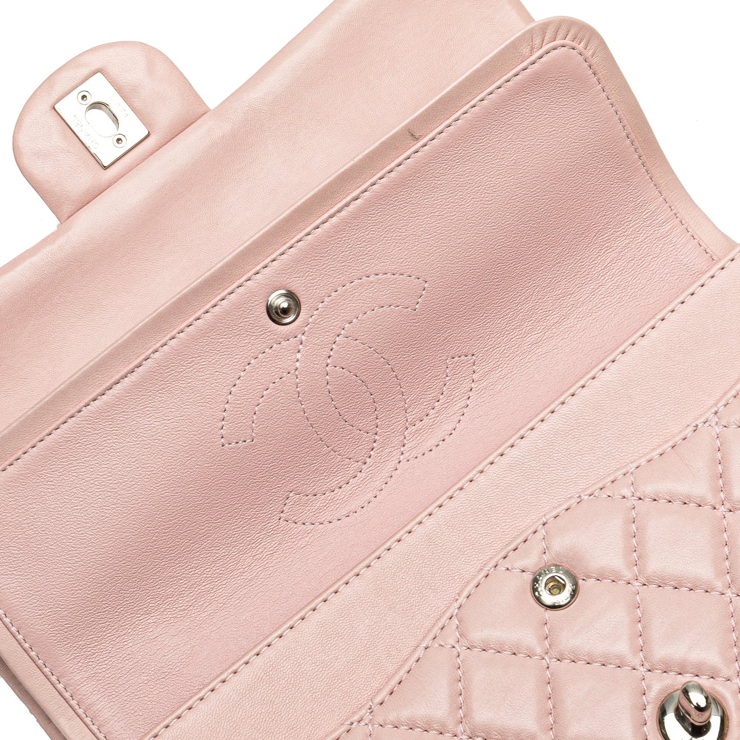 Pink Chanel Medium Classic Lambskin Double Flap Shoulder Bag