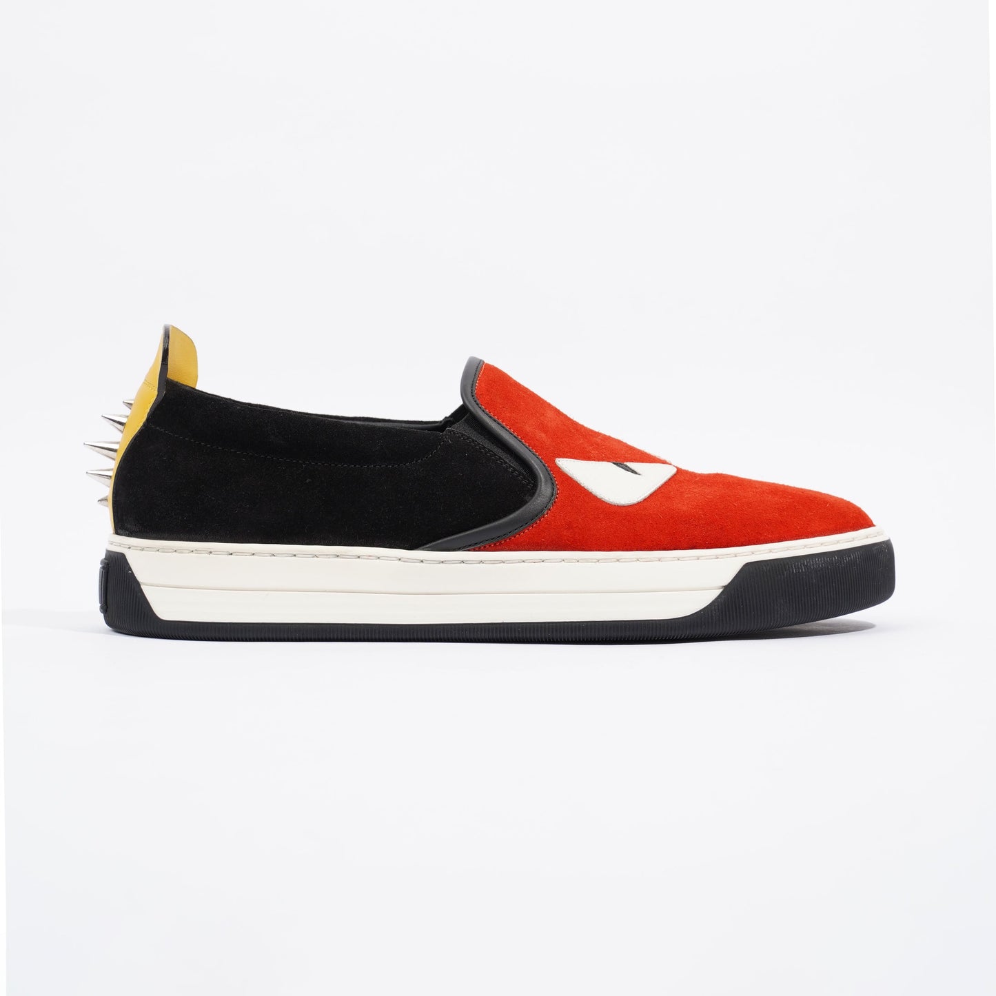 Fendi Monster Eyes Studs Red / Black / Yellow Suede EU 38 UK 5