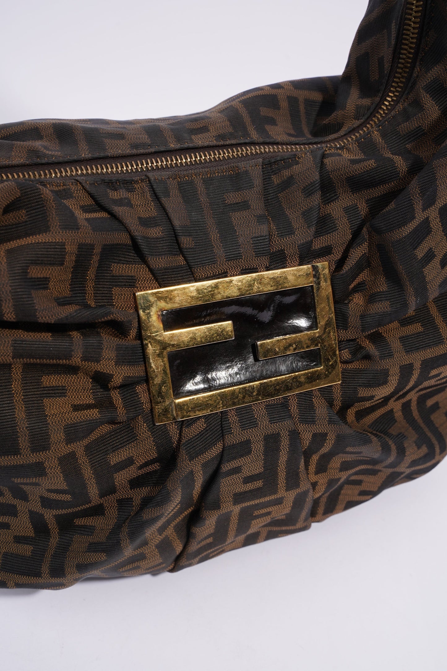 Fendi Zucca Shoulder Bag Brown Canvas