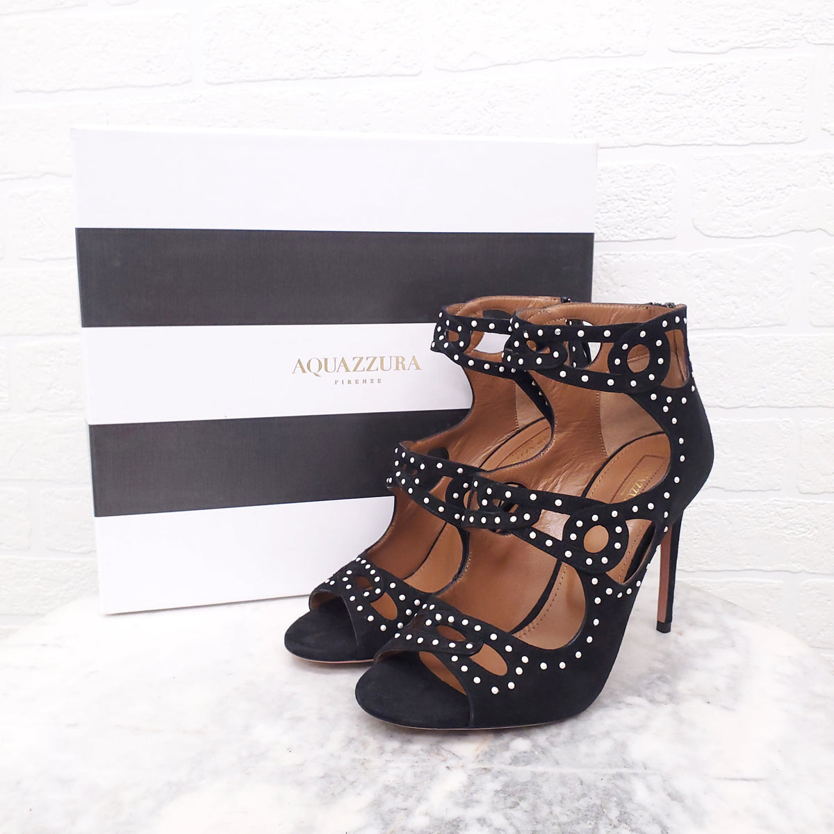 AQUAZZURA BAKU SUEDE BOOTIE - SIZE 38.5