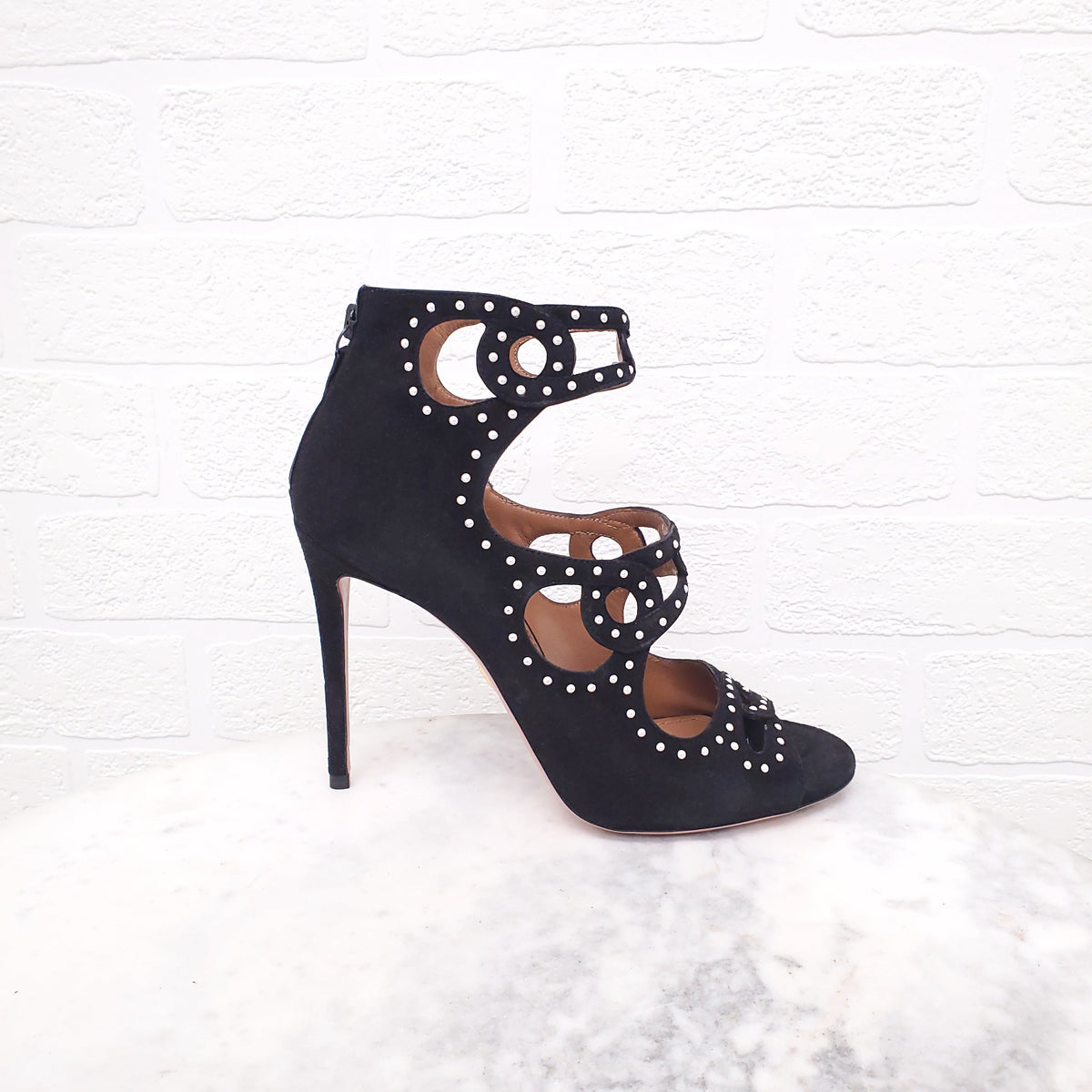 AQUAZZURA BAKU SUEDE BOOTIE - SIZE 38.5