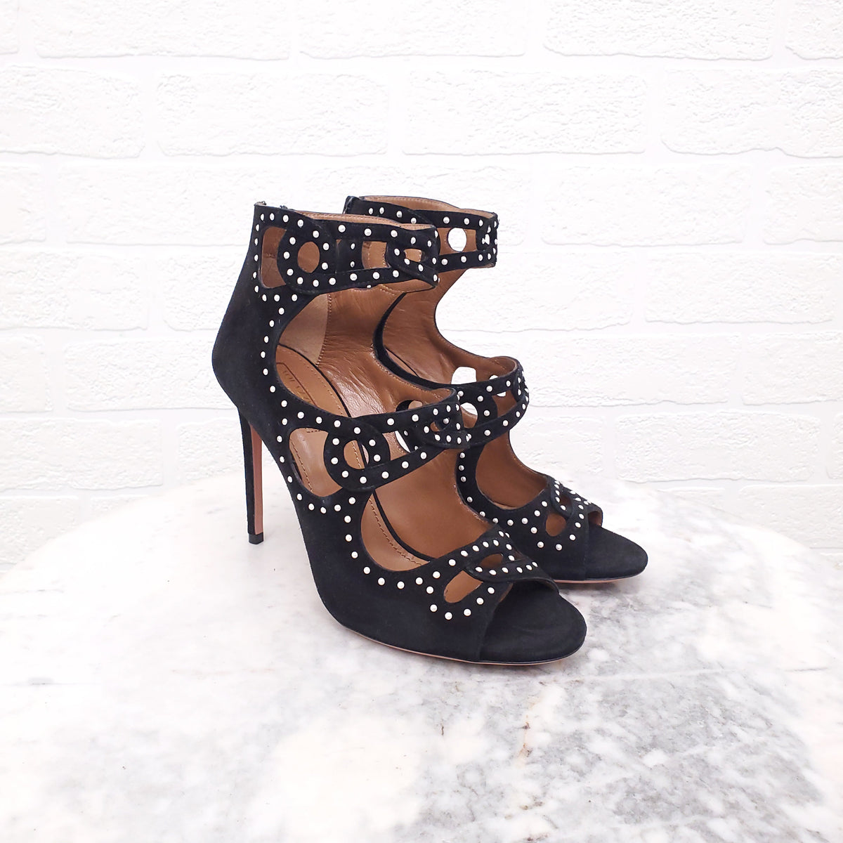 AQUAZZURA BAKU SUEDE BOOTIE - SIZE 38.5