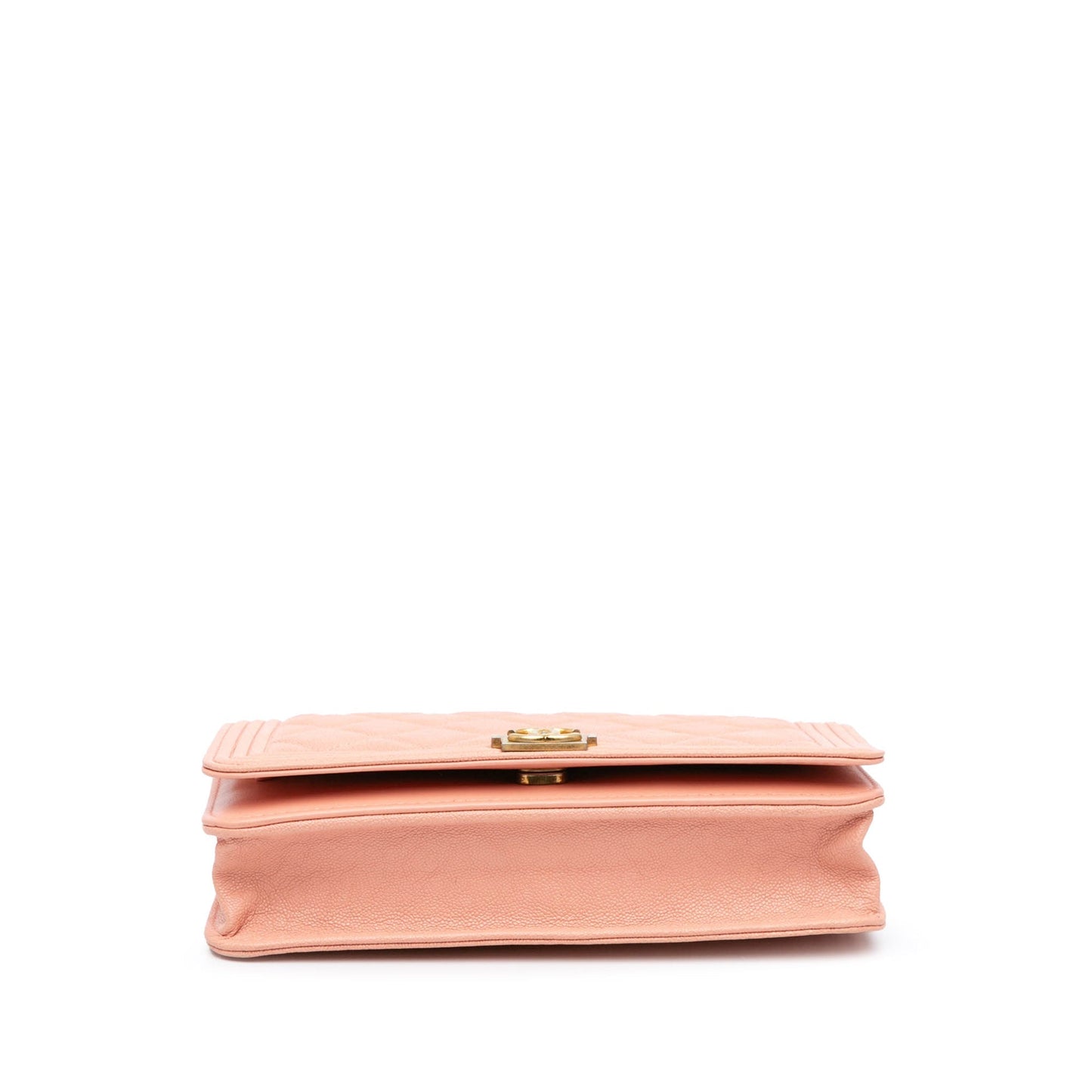 Pink Chanel Quilted Caviar Boy Wallet on Chain Crossbody Bag