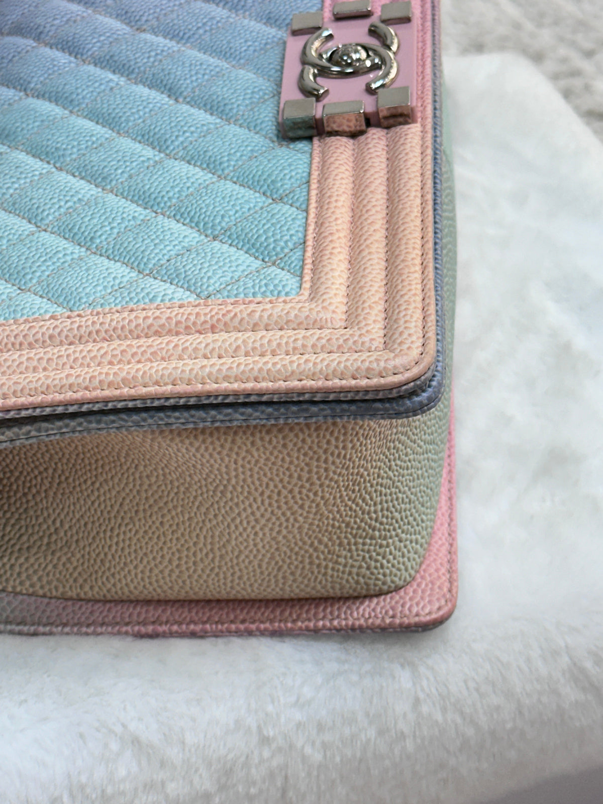 Chanel Rainbow Qulited Caviar Boy Bag Medium