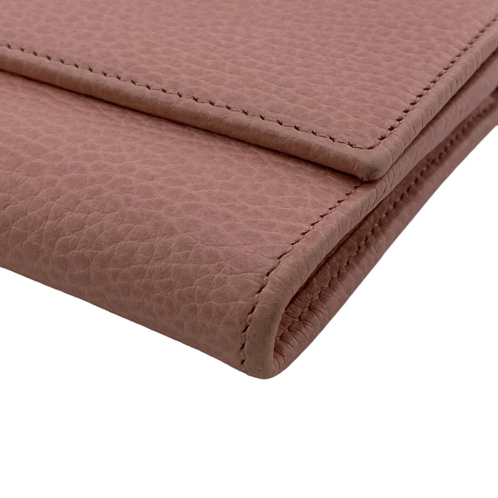 GUCCI Long Wallet Purse leather Pink type Petit Marmont leather Women Used