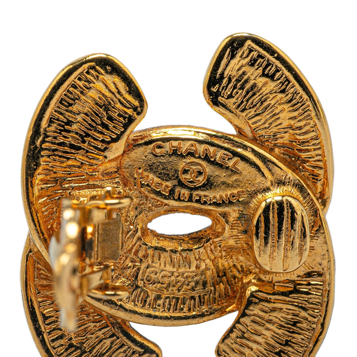 Gold Chanel Gold Plated CC Quilted Clip On Earrings