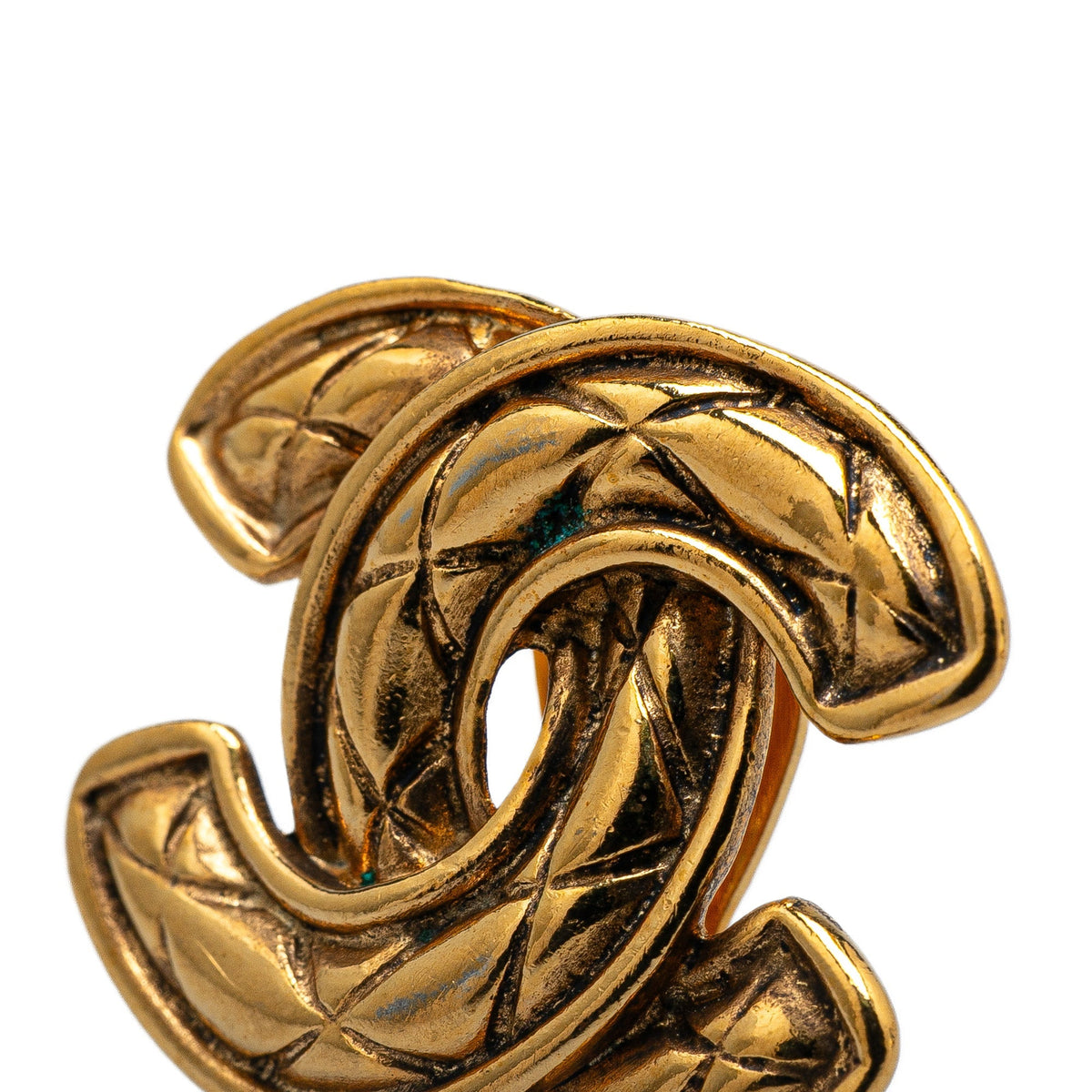 Gold Chanel Gold Plated CC Quilted Clip On Earrings