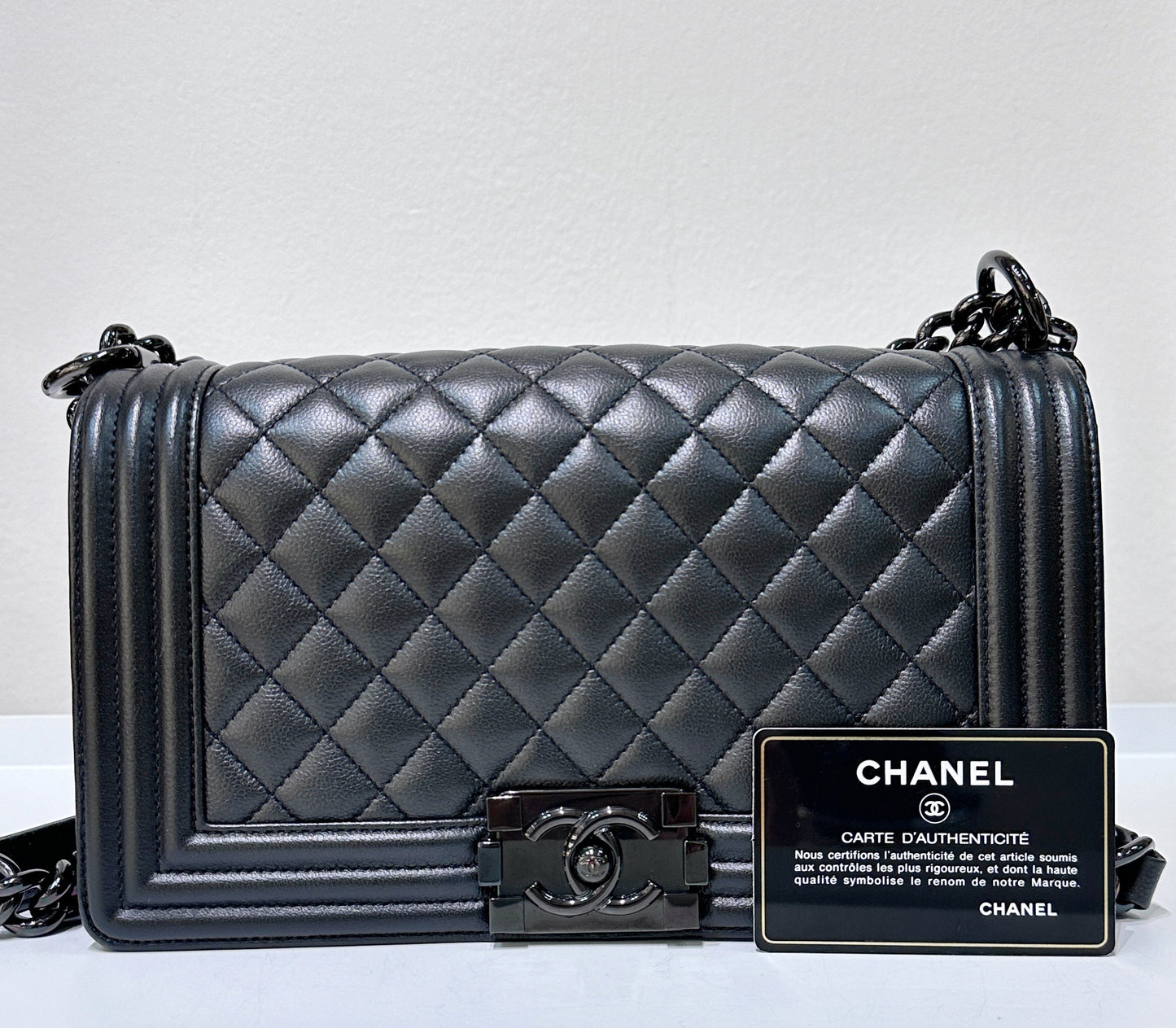 CHANEL Medium LeBoy So Black Caviar Leather Bag