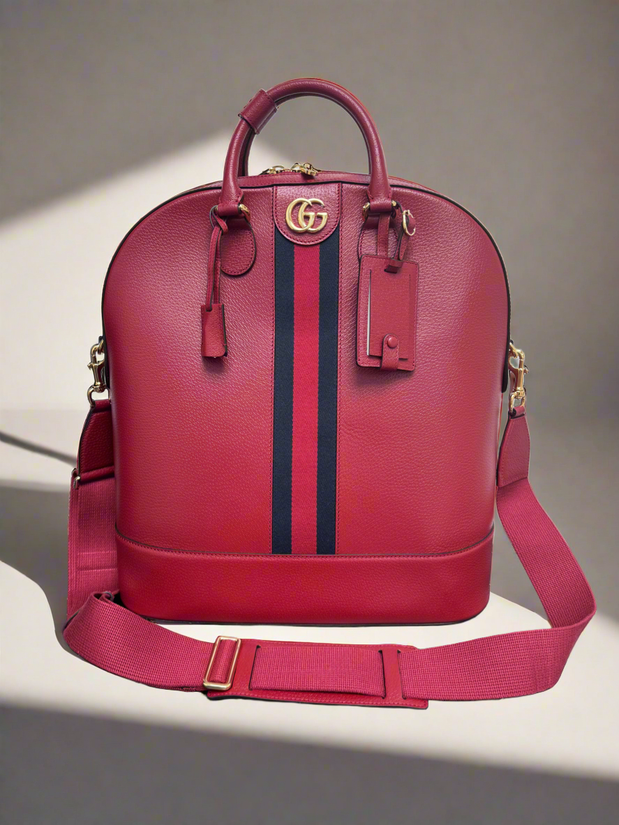 LIKE NEW- Gucci Red Savoy Web Bowling Tote