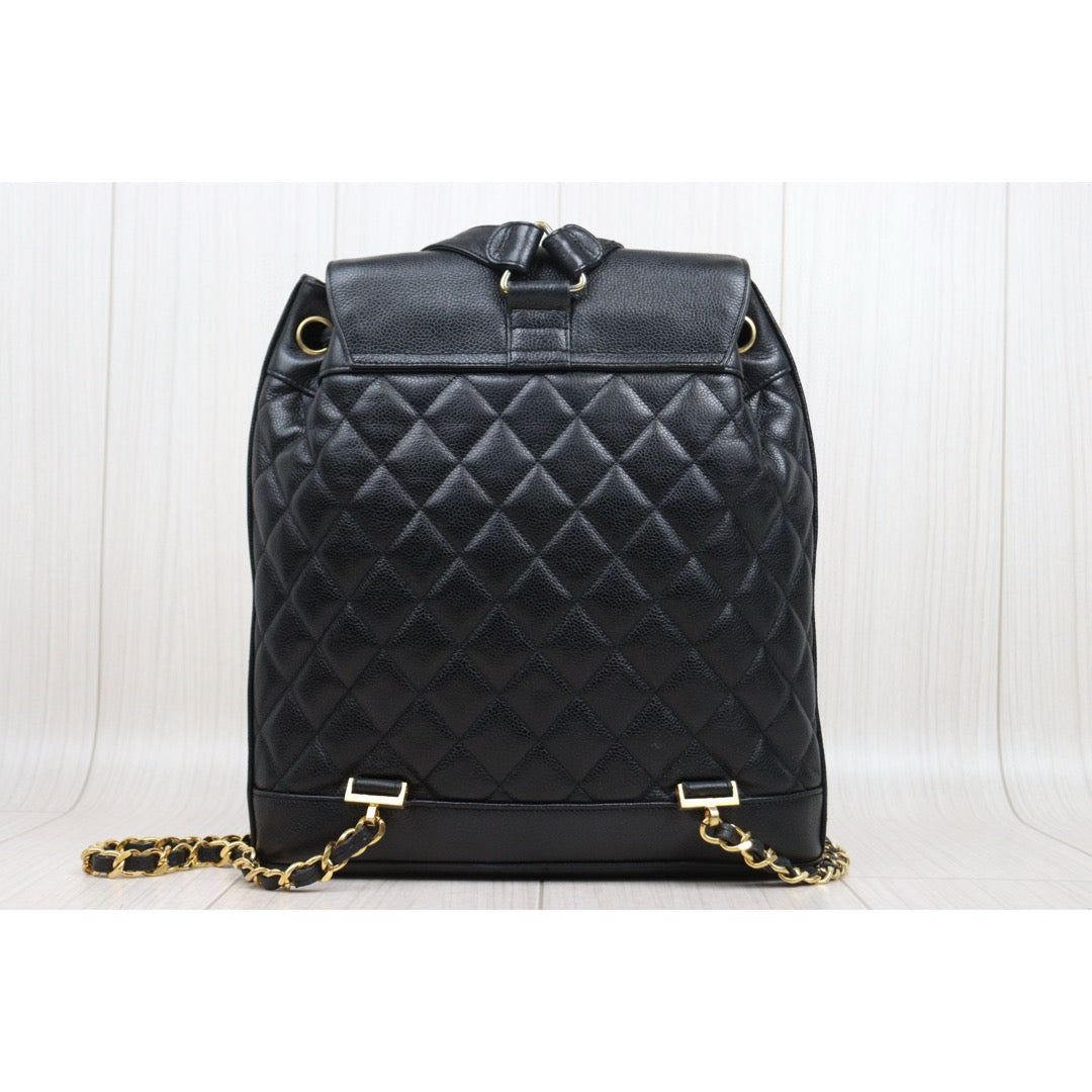 Good ( Rank AB)｜CHANEL  Caviar Skin Leather Calf Backpack  Black Made in 1991-1994Year｜25042802