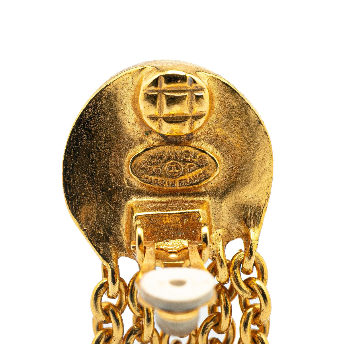 Gold Chanel Gold Plated Dangle CC Clip on Earrings