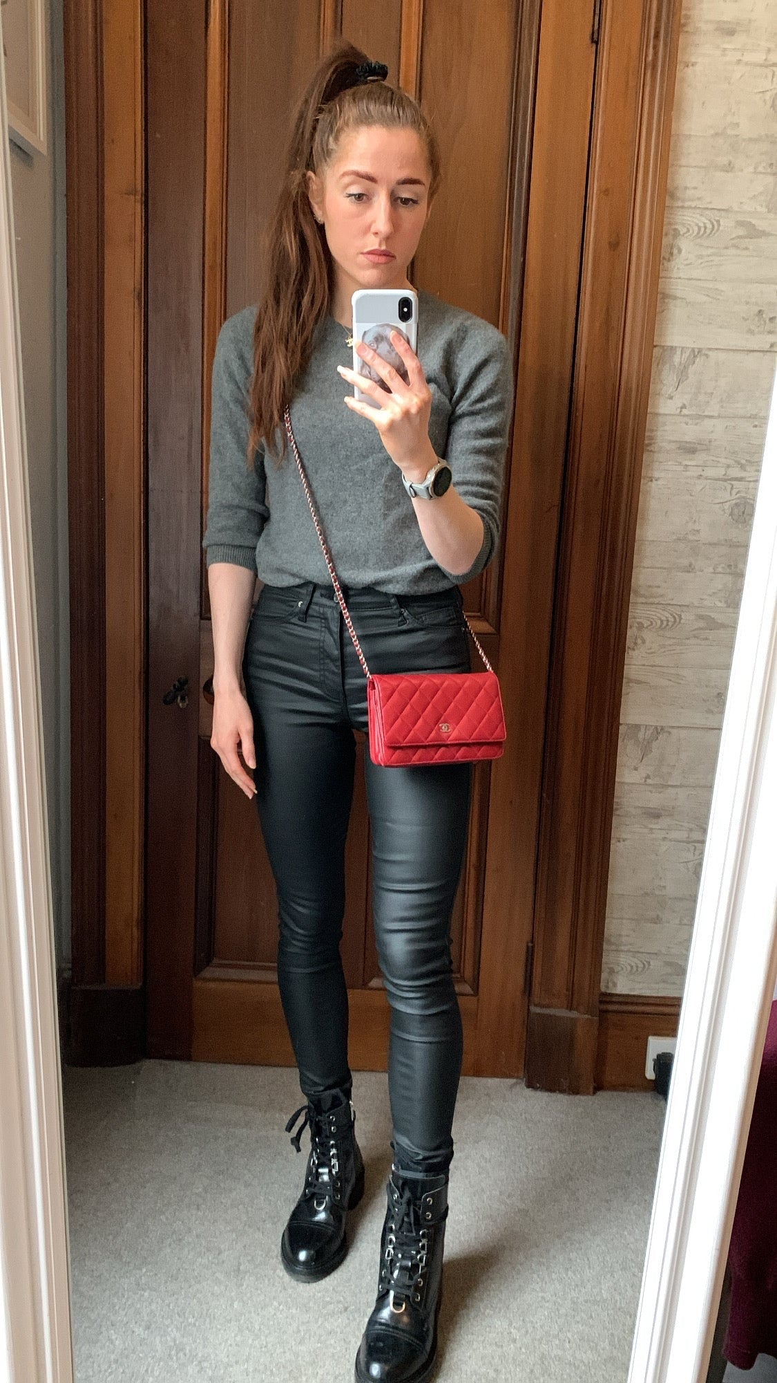 Chanel Red Lambskin Wallet on Chain