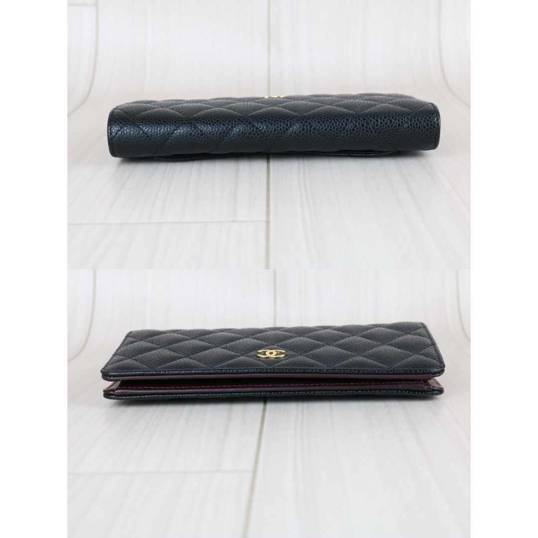 Very Good ( Rank A) ｜CHANEL Caviar Skin Black Long Wallet Made In 2014Year｜X25062320