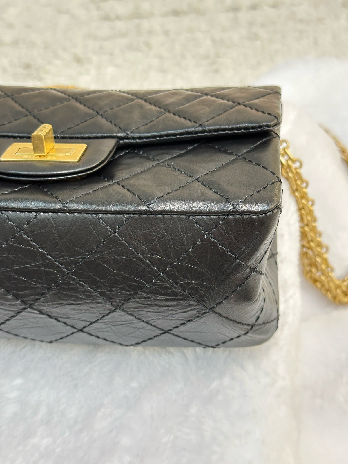 Chanel Mini Aged Calfskin Quilted 2.55 Reissue Flap Black Bag