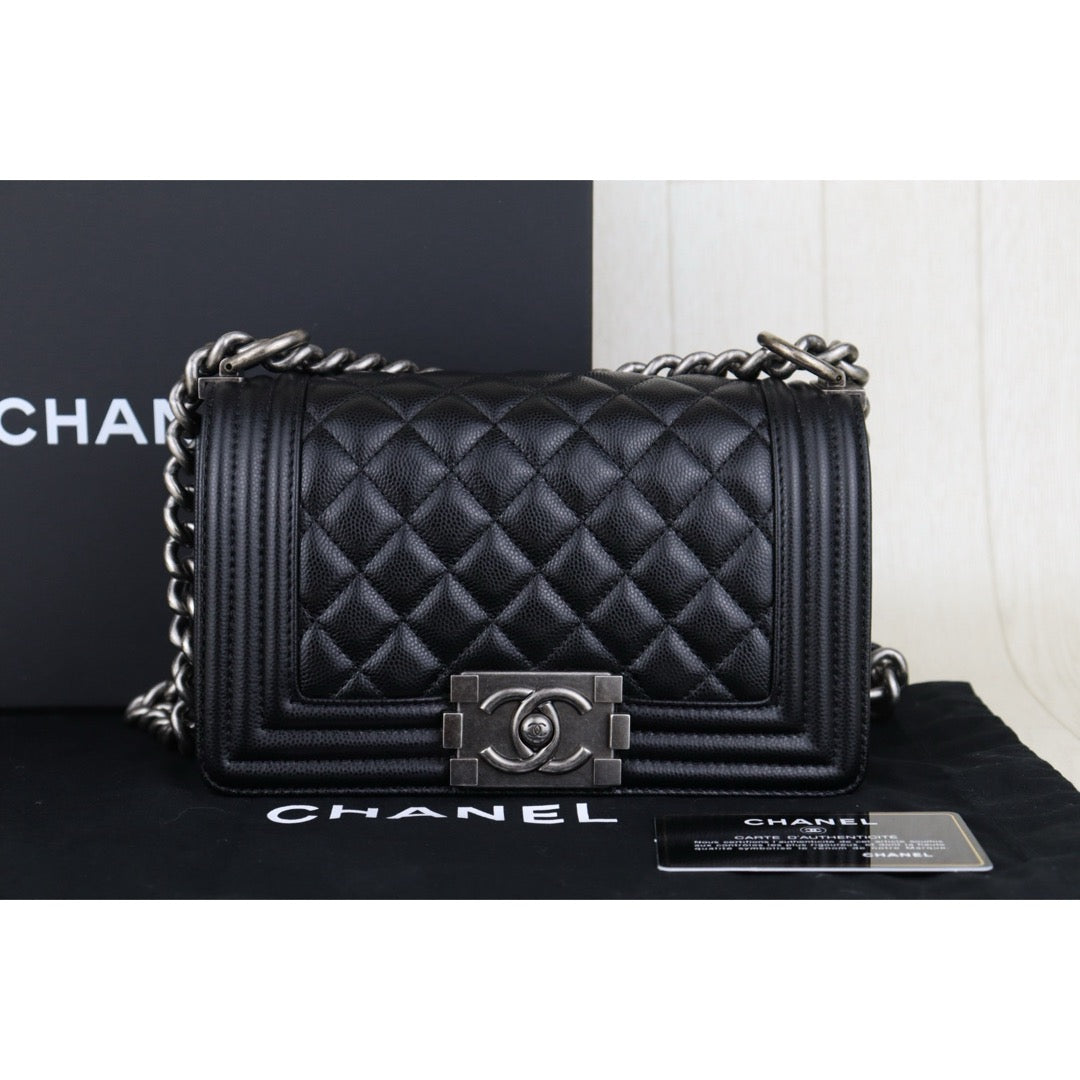 Excellent（Rank SA）｜CHANEL Caviar Skin  LeBoy Chain Shoulder Bag Small Black  Made In 2019-2020Year｜S25042308
