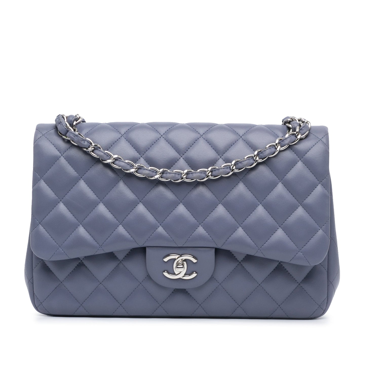 Purple Chanel Jumbo Classic Lambskin Double Flap Shoulder Bag