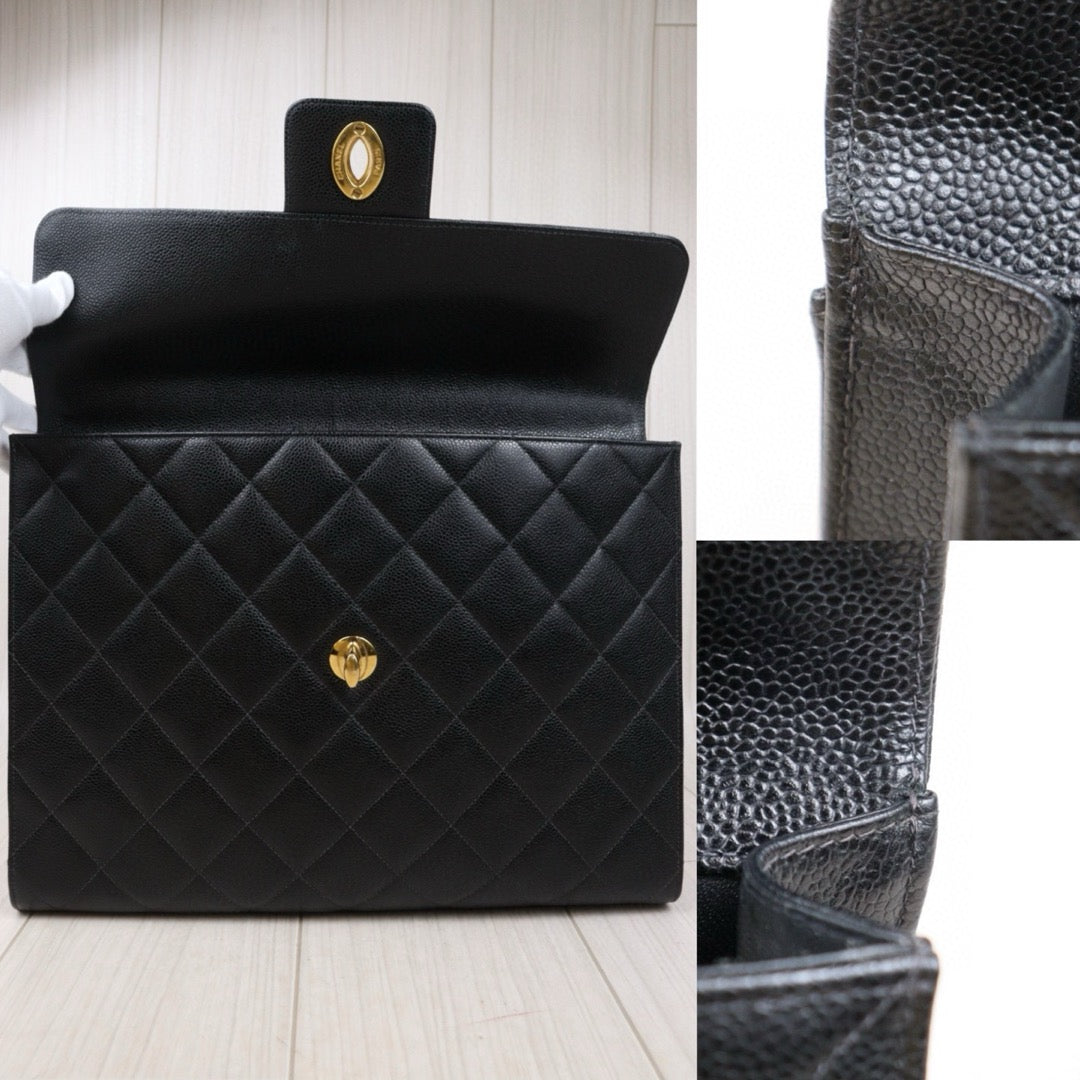 Very Good ( Rank A) ｜CHANEL Caviar Skin Leather Calf Leather  Handbag Black Made In 1996-1997 Year｜S25032628