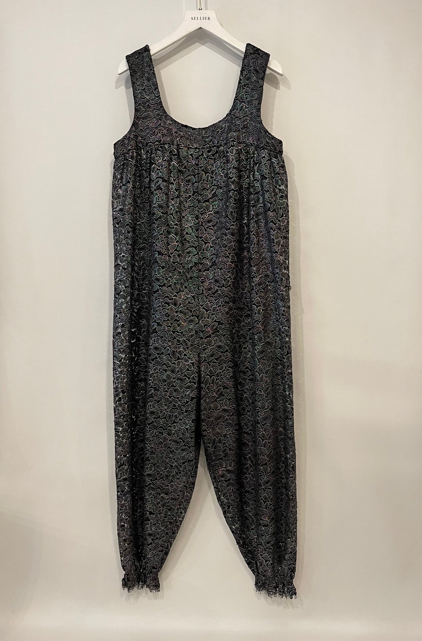 Chanel Grey Metallic Floral Embroidered Jumpsuit Size FR 36 (UK 8)