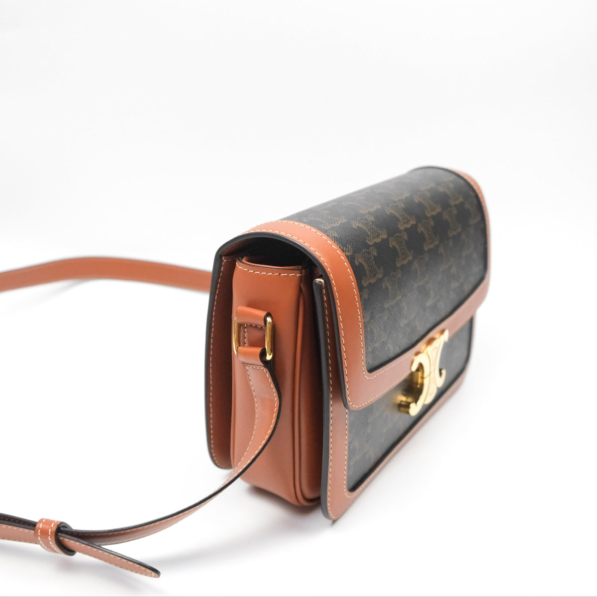 Celine Medium Triomphe Bag Triomphe Canvas Tan Calfskin