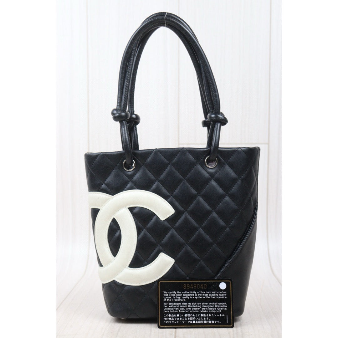 Good ( Rank AB) ｜ CHANEL Cambon Line Mini ToteBag Black White Made In 2003-2004 Year｜VT25030121