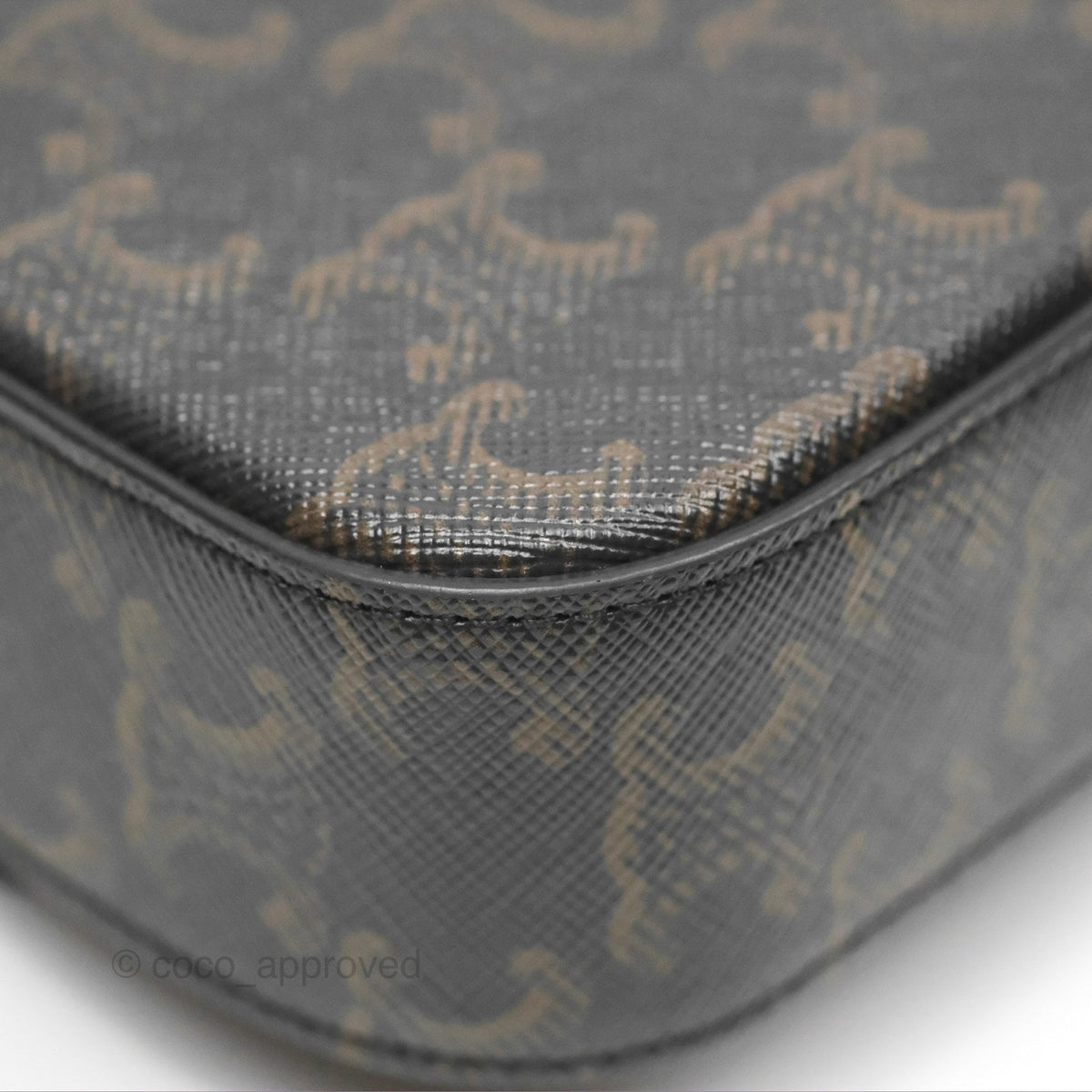 Celine Triomphe Shoulder Bag Tan Calfskin Triomphe Canvas