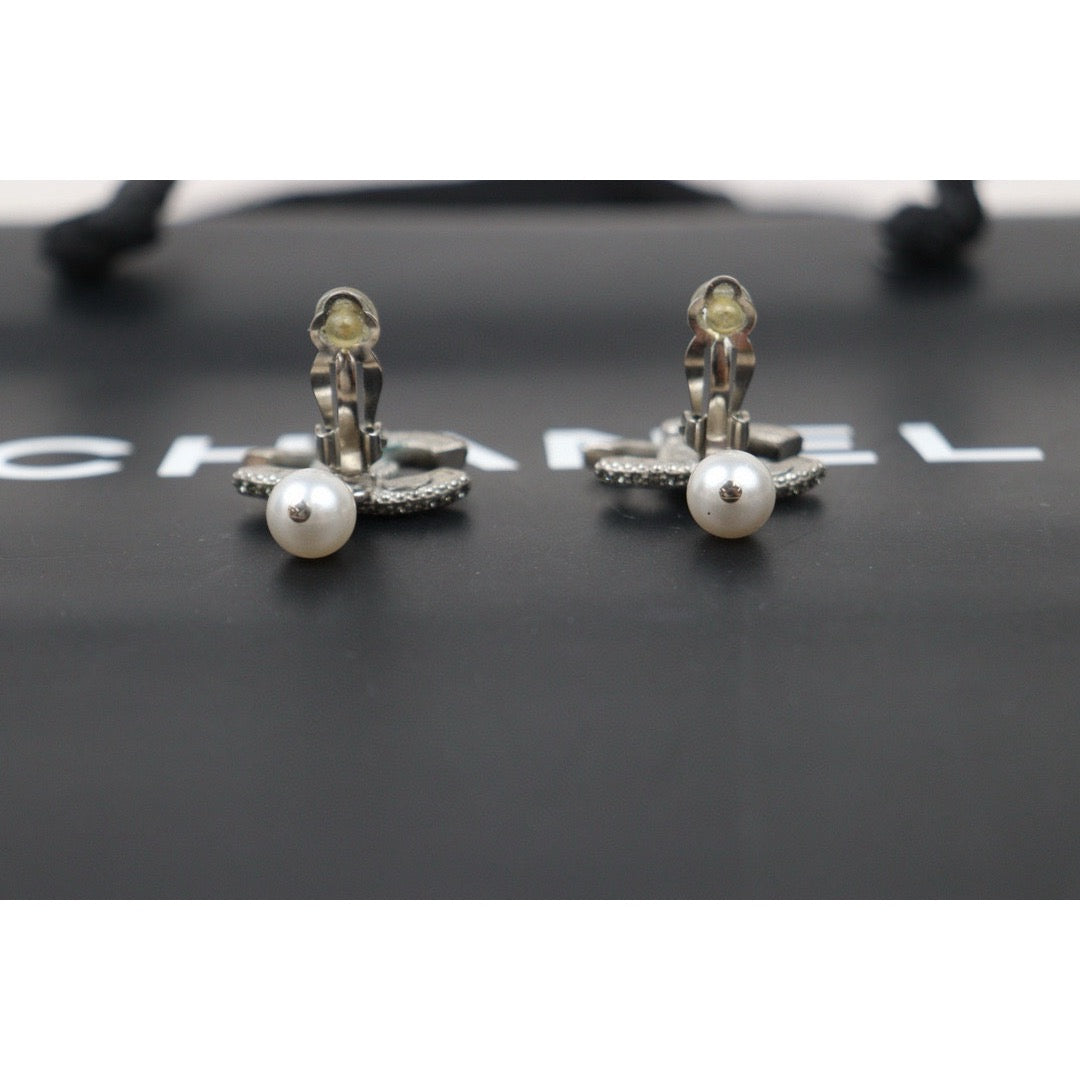Very Good ( Rank A) ｜CHANEL Pearl Diamond COCO Mark Drop Stud Earrings ｜24120803