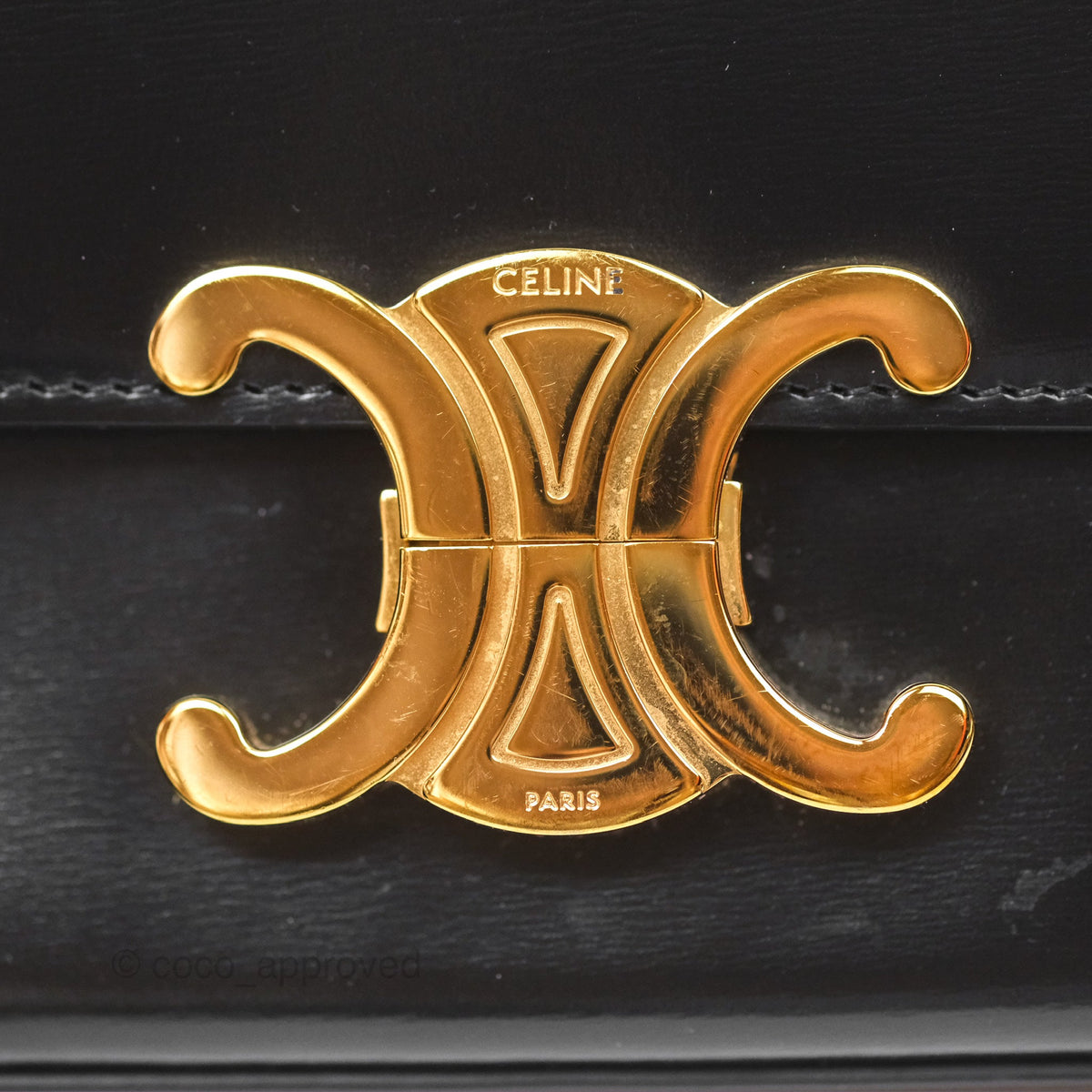 Celine Triomphe Shoulder Bag Black Calfskin