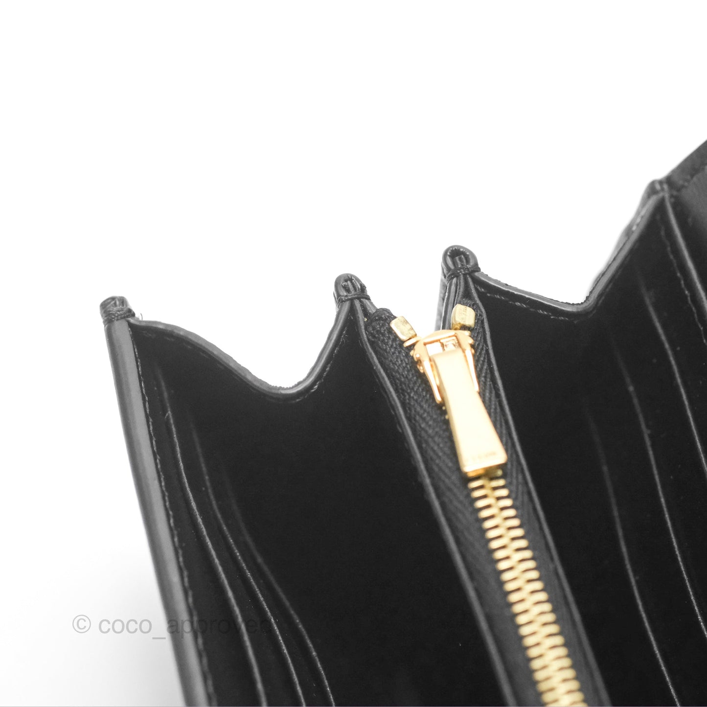 Celine Large Wallet Triomphe in Shiny Calfskin Black Gold Hardware