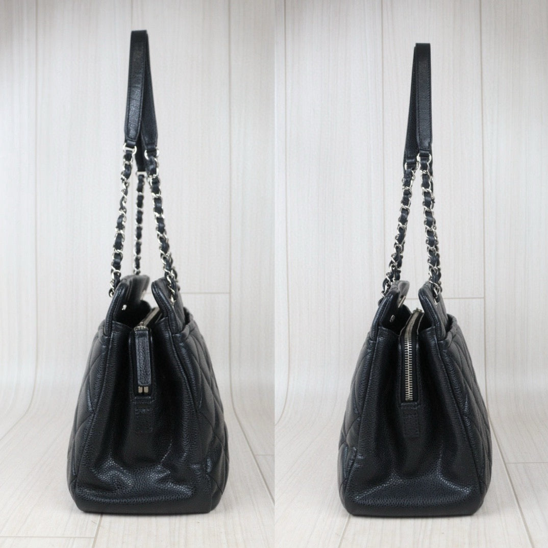 Good ( Rank AB) ｜ CHANEL Caviar Skin Leather Calf Leather Tote Bag Black Made In 2013～2014Year｜Y24082604