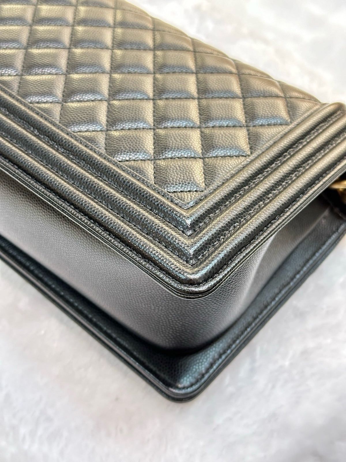 Chanel Medium Caviar Boy Bag Black GHW 27 holo card