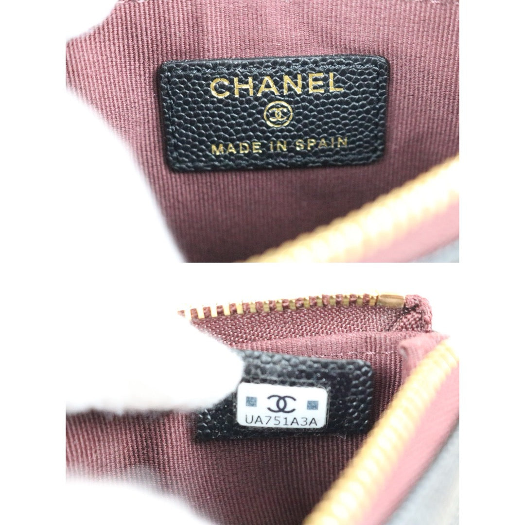 Excellent（Rank SA）｜CHANEL Caviar Skin Calf Leather Card Holder Black IC Chips Model｜X25062321