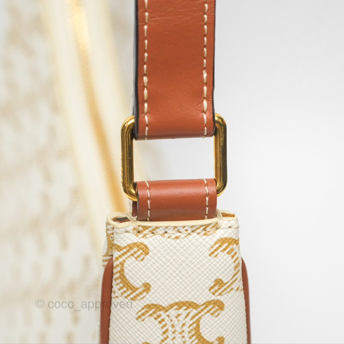 Celine Ava Bag In Triomphe Canvas Calfskin White