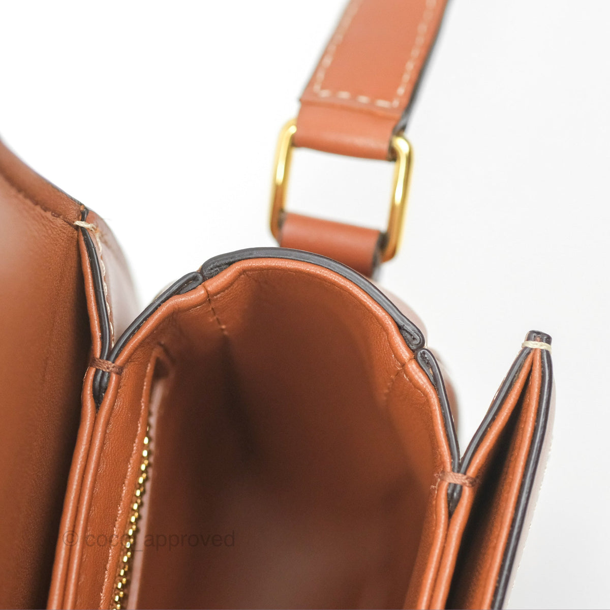 Celine Teen Triomphe Bag Triomphe Canvas Tan Calfskin