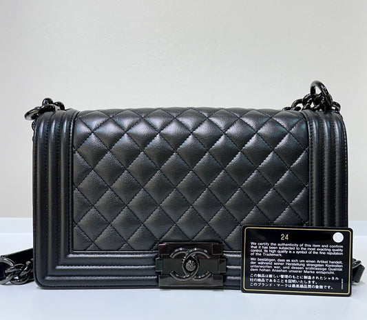 CHANEL Medium LeBoy So Black Caviar Leather Bag