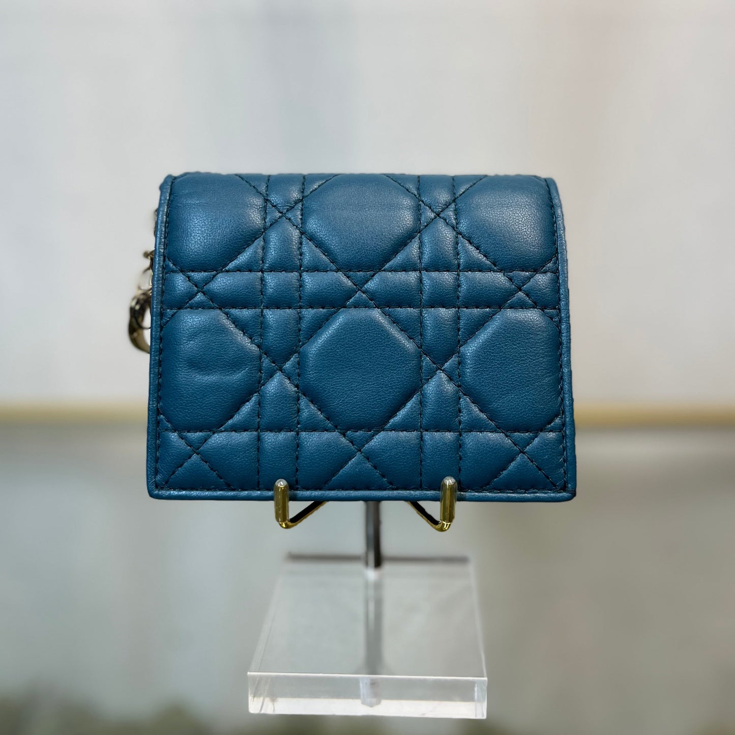 Dior Mini Lady Dior Gardenia Deep Ocean Wallet