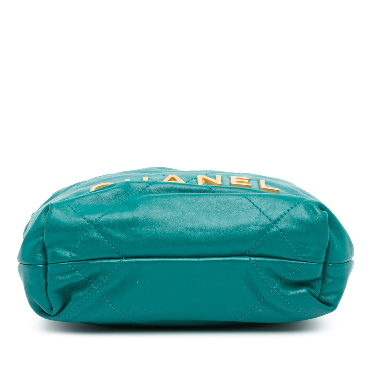 Teal Chanel Mini Shiny Calfskin 22 Handbag Satchel